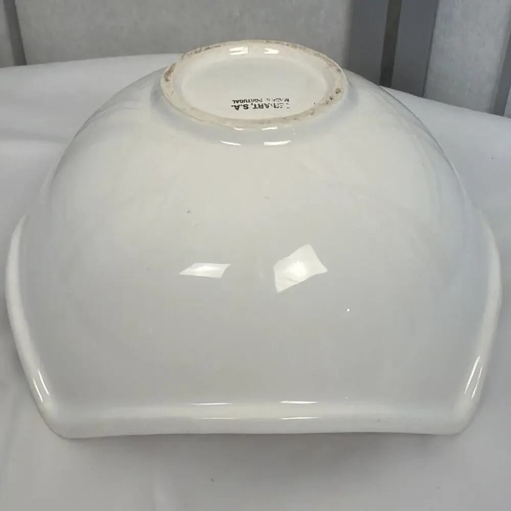 CERIART Made In Portugal Large White 4 Corner Square 10” Serving Bowl - READ